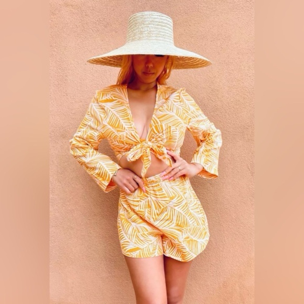 Shade & Shore Orange Tropical Print Garment - Two piece coverup